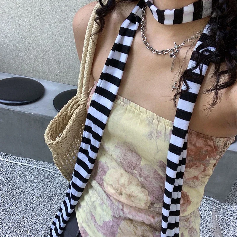 

Harajuka Scarf JK Knitted Women Punk Korean Striped Y2K Simple Winter Gothic Original Design Warm Scarf Shawl Accessories