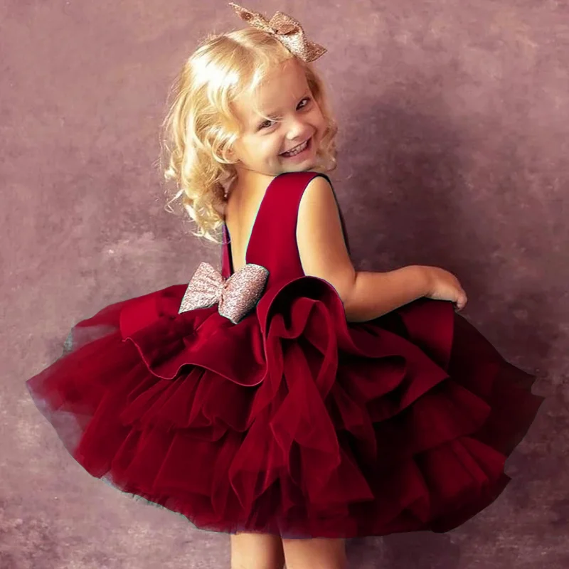 Kids Dress for Girls Christmas New Year Princess Eleagnt Party Tutu Prom Dresses Children Wedding Evening Bowknot Gown 1-5 Years girls dress princess costume kids clothes