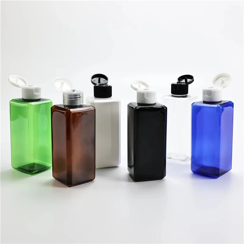 

30pcs 200ML White Brown Square Plastic Bottles Shampoo With Flip Cover, Body Wash Bottle, Travel Skincare Package