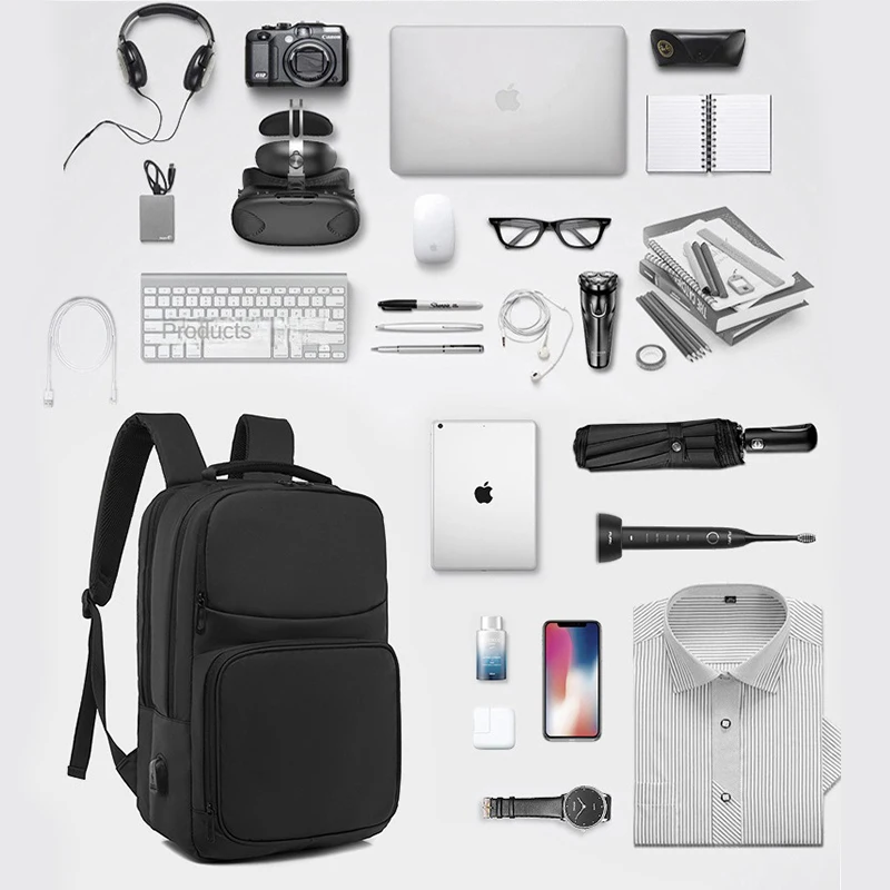 Brand Luxury Oxford USB Charging Laptop College Bags New Waterproof Travel Backpack for Men Computer Business School Backpacks