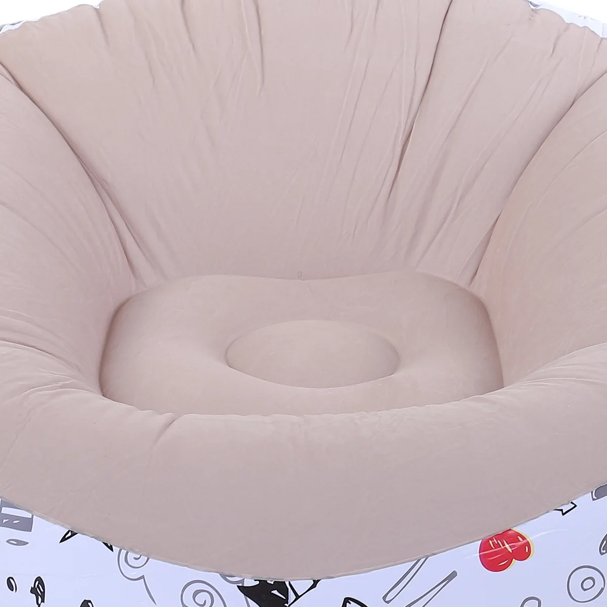 Inflatable Bean Bag Chair Doodle Pattern PVC Flocked Blow Up Sofa Chair for Living Room Bedroom Inflatable Flocked Lounge Chair — view 5