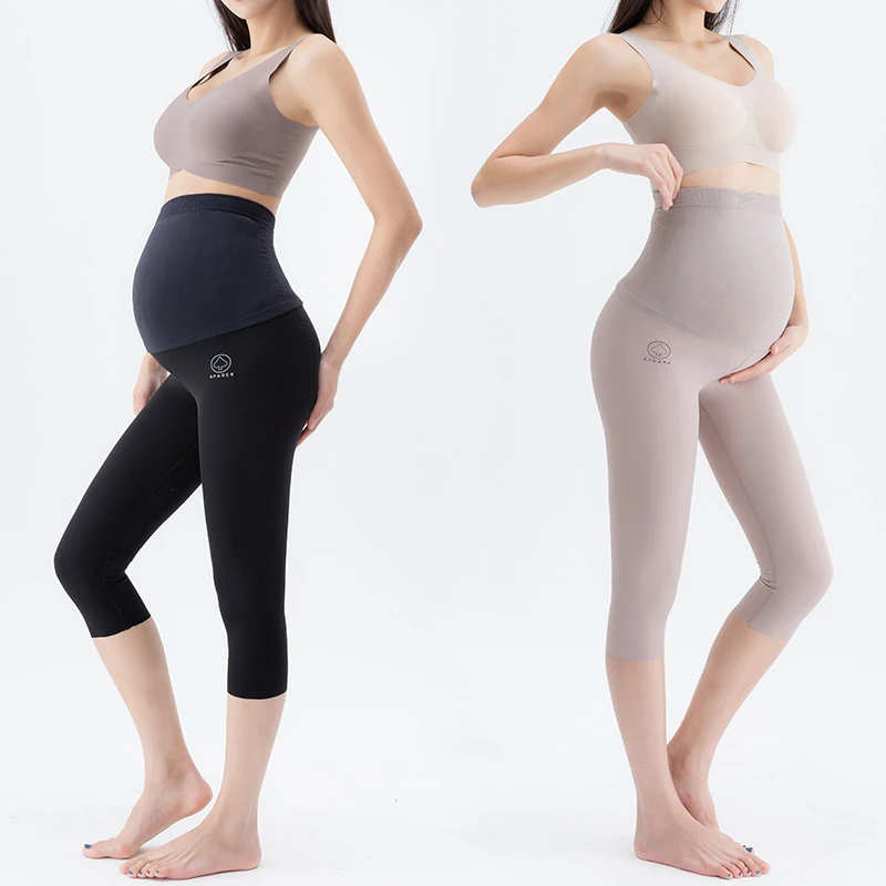 Nylon Maternity Skinny Legging Yoga Sports Casual Belly Pencil Pants Clothes for Pregnant Women Spring Pregnancy