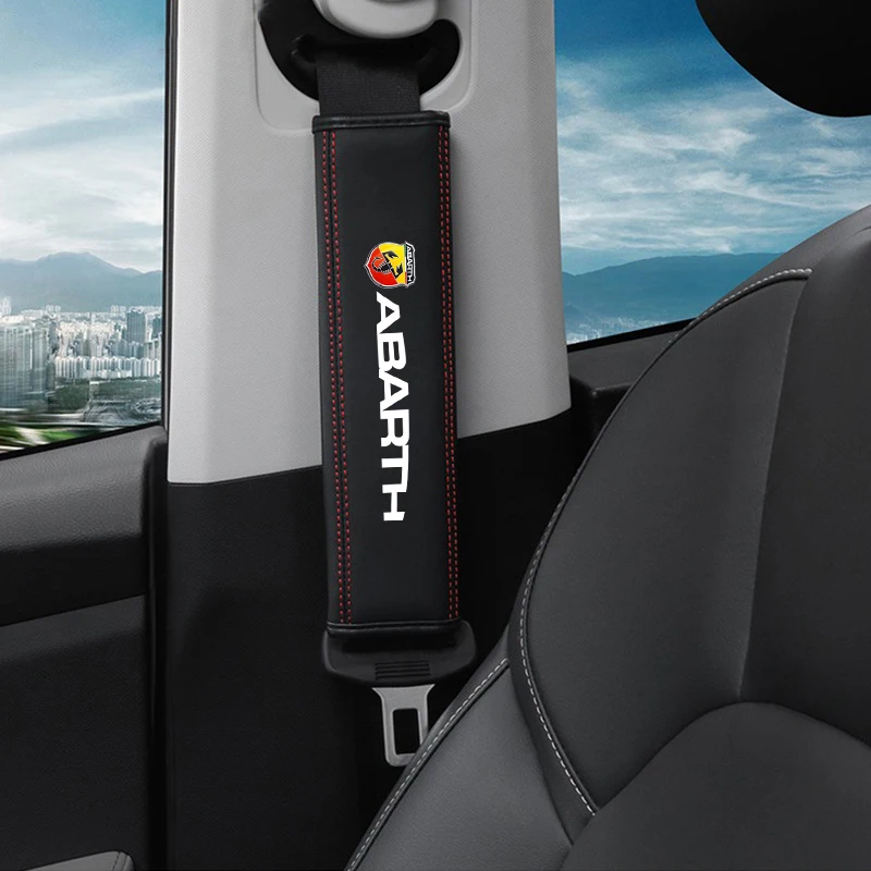 Car Seat Belt Shoulder Guard 2pc Adjustable Protection Pad For Fiat Abarth 595 Abarth 500 124 Spider