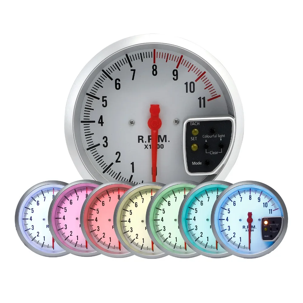 5 Inch Tachometer 11000 RPM Racing Car Gauge LED Display For 1-8 Cylinder Engine 12V Vehicles High-Performance Tacho Meter engine tachometer,tachometer gauge,tachometer meter