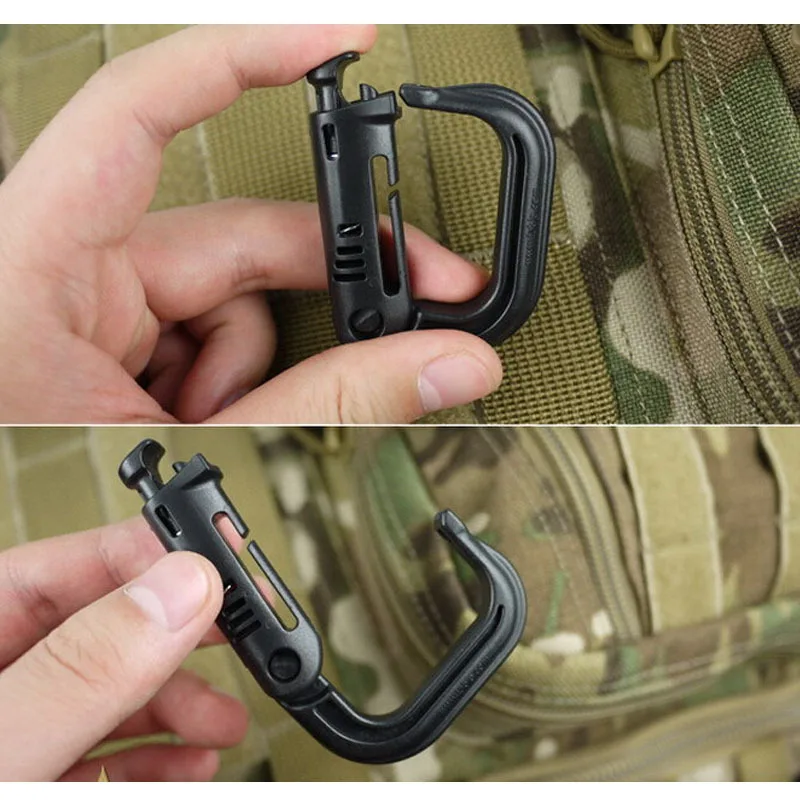 5PCS Grimloc Molle Carabiner D 잠금 링 플라스틱 클립 스냅 유형 링 버클 Carabiner 키 체인 ITW 패스너 가방 버클