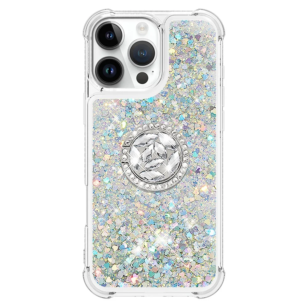 Liquid Quicksand Bling Sequins Phone Case with Ring Holder Cover