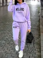 MILANO pantalons ensembles pour femmes vêtements haute qualité sweat pantalon de survêtement à capuche costume 2 pièces automne hiver tenues femme survêtement 2
