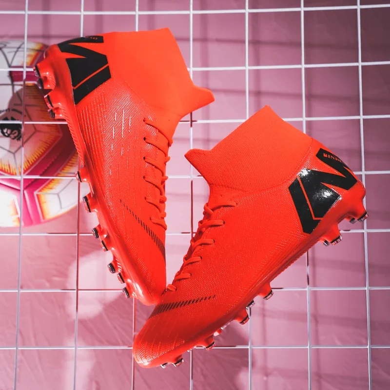 Football Shoes Mens Soccer Cleats Football Boots Training Ankle Cleats Professional Outdoor Wear-Resistant Non-Slip Long Spike TF/FG