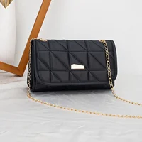 Geometric embroidered shoulder bag, solid color chain crossbody bag, fashionable and simple bag