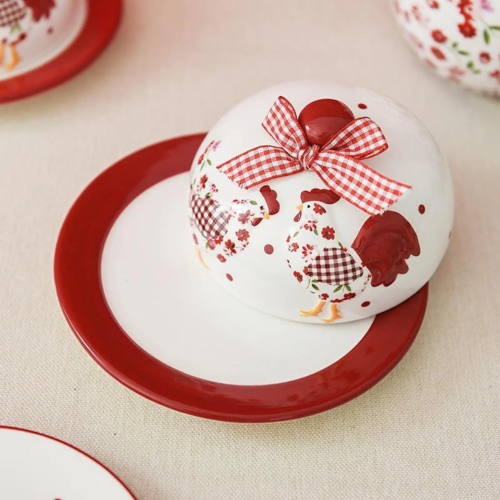 Ceramic Butter Plate Decor Dim Sum Plate for Dining Room Christmas Gift Home