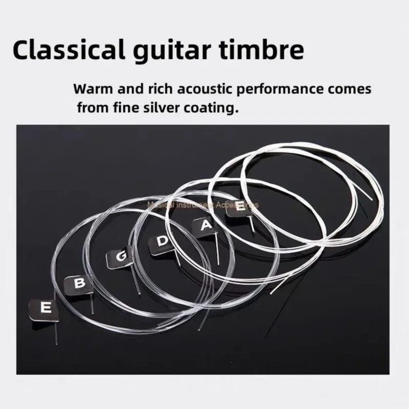 Guitar Strings EJ46 Classical Nylon Guitar Strings Silver Plated Wound Nylon Core Hard Tension Rich In Tone Music Lovers' First Choice