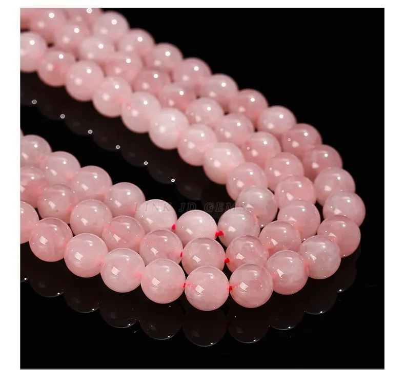 Natürliche Madagaskar rosa Quarz Kristall perlen hochwertige runde lose Abstand halter für Schmuck machen DIY Armband Halskette Zubehör – Detail 7