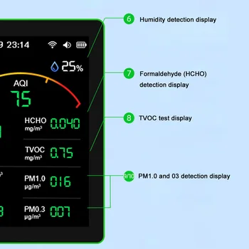 WiFi 15 in 1 Air Quality Detector CO/CO2/HCHO/TVOC/ Air Quality Tester 5