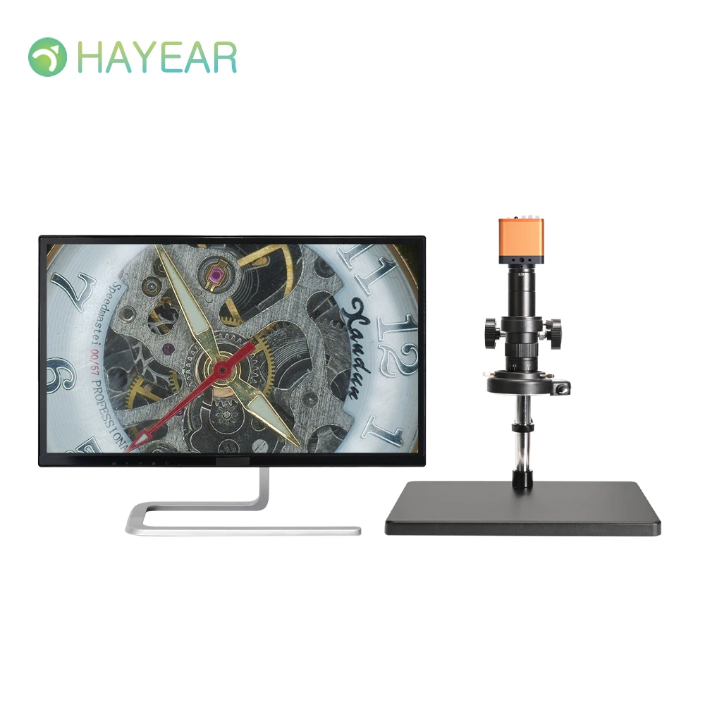 HAYEAR 34MP 2K 전자 디지털 현미경(납땜용) 1080P HDMI USB 산업용 카메라 180X 300X 렌즈 브래킷 리모컨