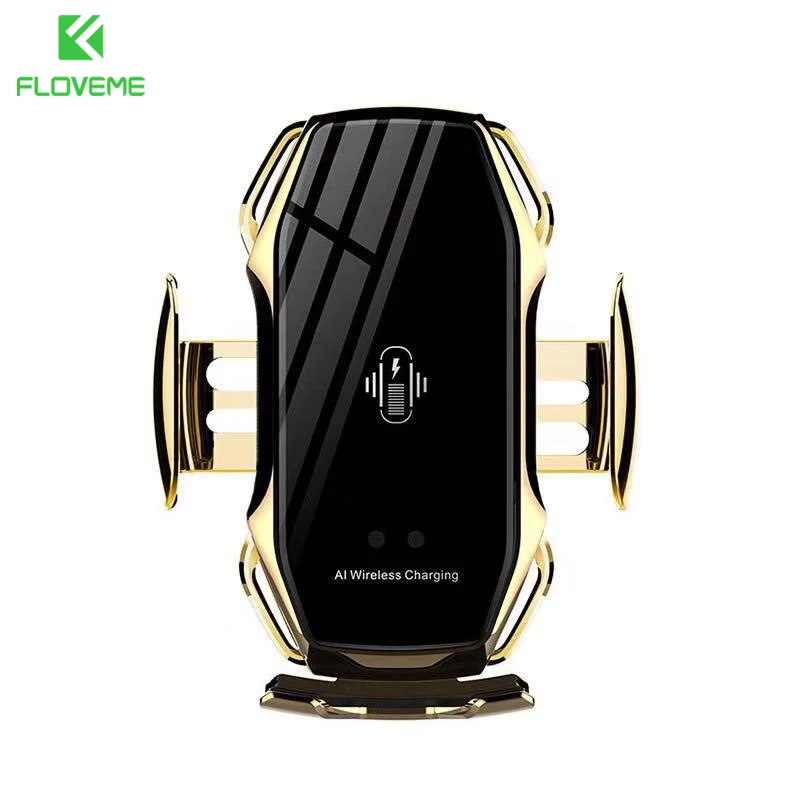 FLOVEME Automatic Wireless Charger For iPhone 14 13 12 11 Android Mobiles For Xiaomi Fast Charging Phone Stand Car Phone Holder