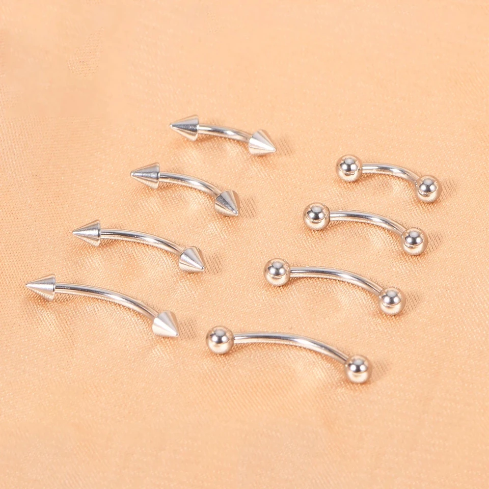 Forbidden Body Jewelry 16G Curved Barbells - 5-Pack Surgical Steel Eyebrow & Rook Piercing Jewelry