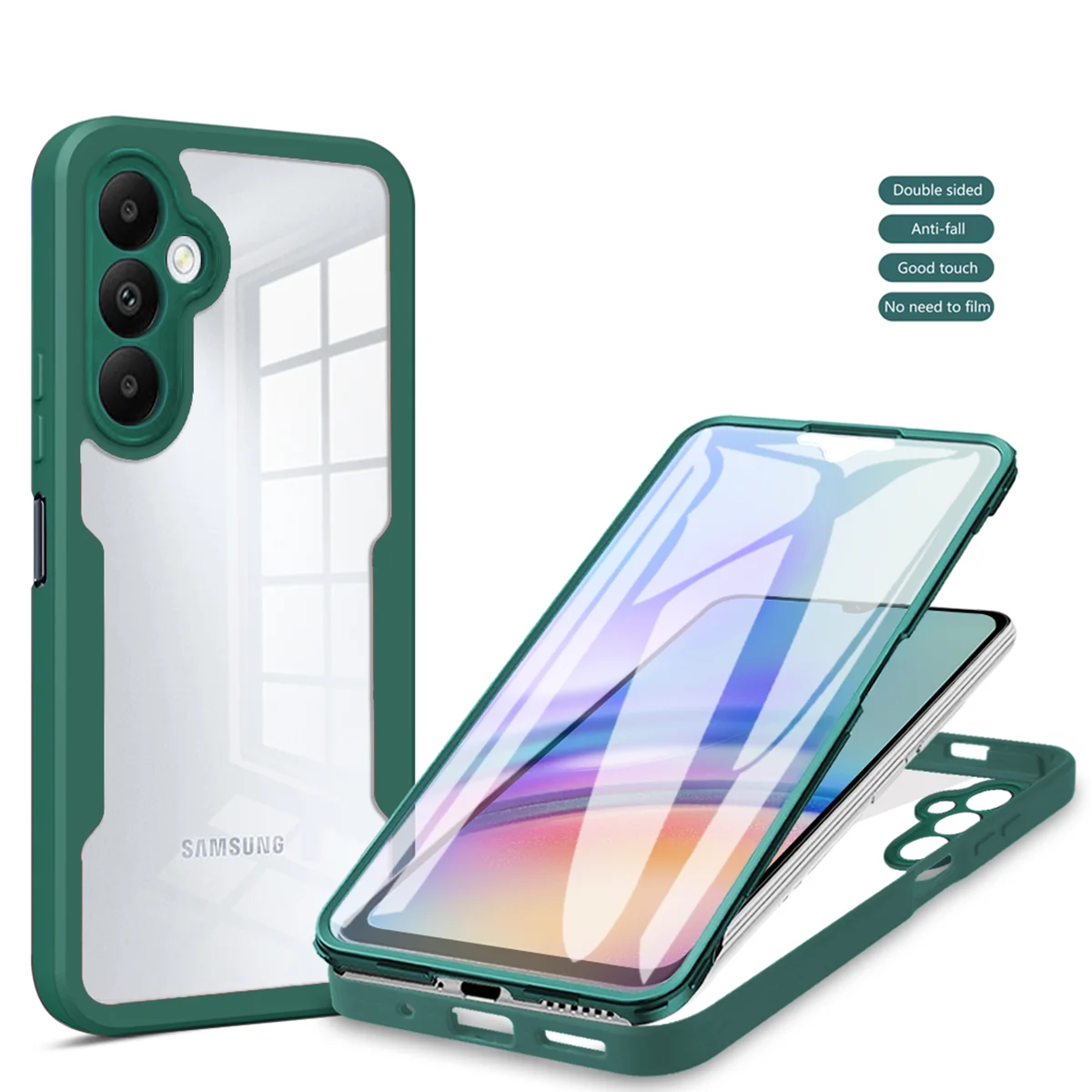 Enhanced Protective Full Body Phone Case with Double-Sided Cover