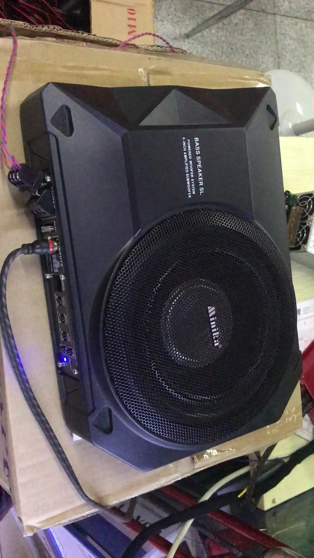 アクティブ8インチカーベーススピーカー,サブウーファー,アンプ付き