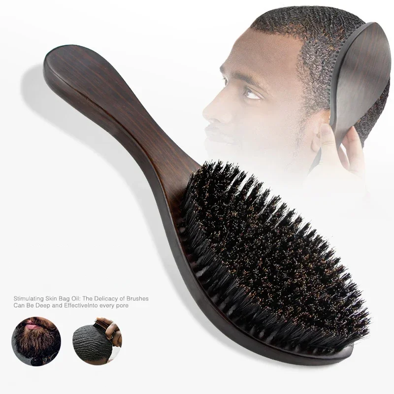 

New MAN Hair Brush Boar Bristle For Men's Beard Shaving Comb Face Massage Facial Hair Cleaning Brush Wave Comb Drop Shipping