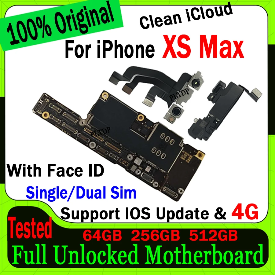 

Free Shipping For IPhone XS MAX Motherboard 64GB 256GB 512GB Mainboard Original Unlocked Clean ICloud Logic Board Good Working