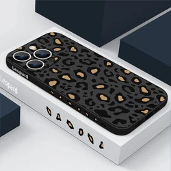 Luxury Leopard Print Silicone Shockproof Phone Case Cover for iPhone 13 Pro Max (A075 Black)