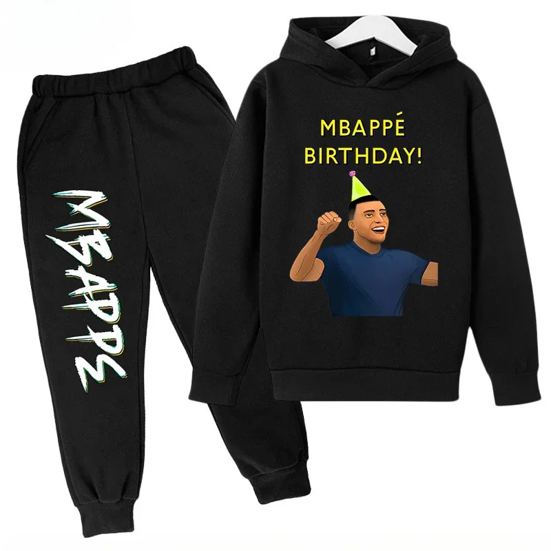 thumbnail image 1 of Conjunto de sudadera y pantalones con estampado de Mbappé para niños, primavera y otoño, conjunto de ropa deportiva de 2 piezas para niños y niñas, ropa para niños, 1 of 5