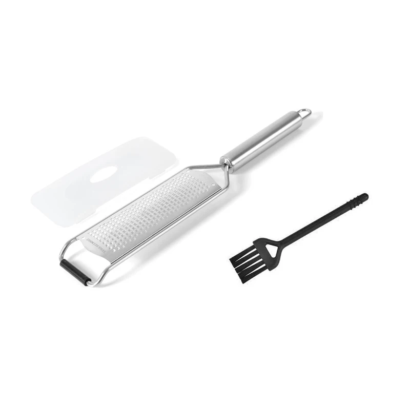 Käsereibe aus Edelstahl mit Deckel und Bürstenrohrgriff, Zitronenreibe, Schredder, Butter, Schokolade, Käseschneider, Küchenwerkzeug
