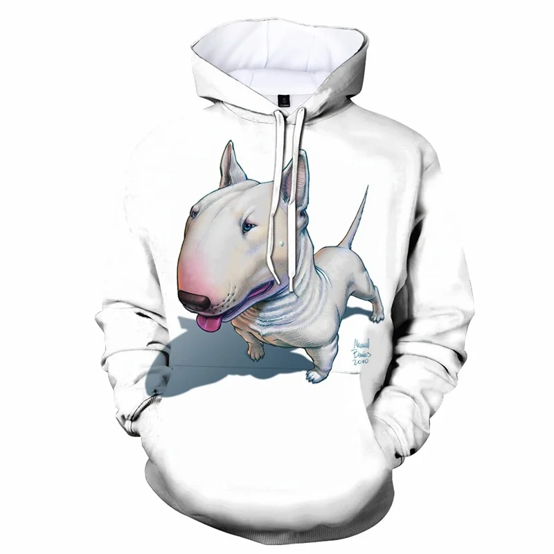 thumbnail image 1 of Sudadera con capucha con estampado 3D de bull terrier para hombre, sudadera con capucha de gran tamaño con gráficos de perros y animales, sudadera transpirable de otoño 2023, 1 of 5