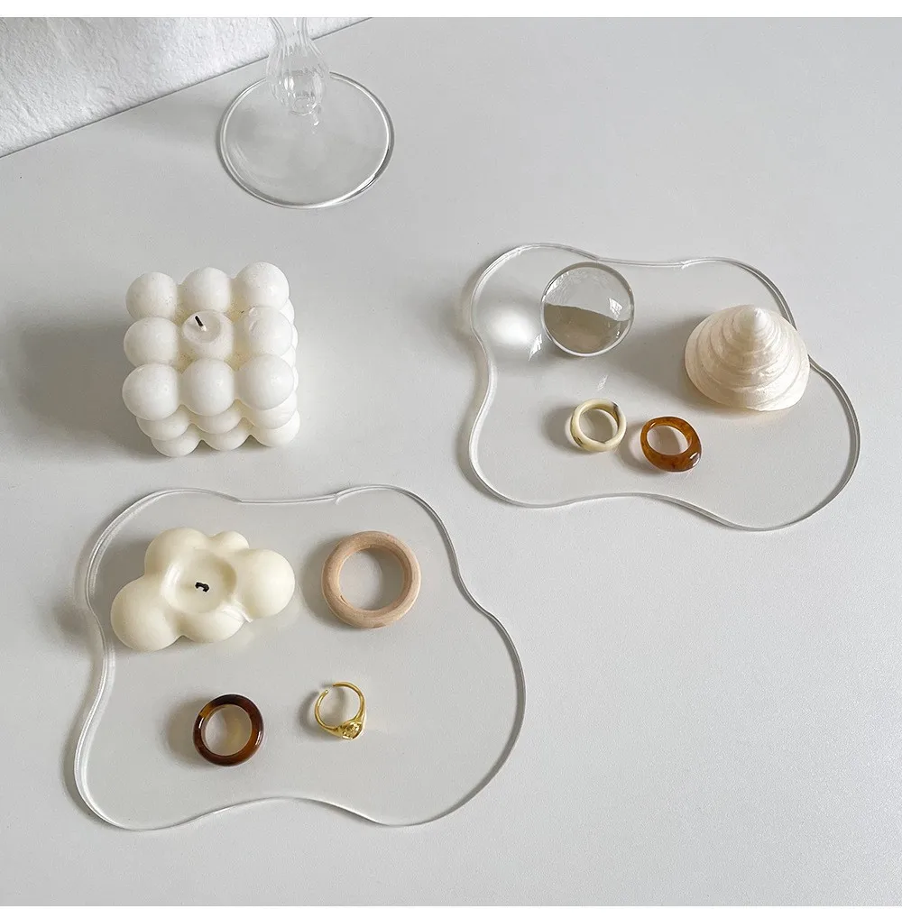 

Naxilai Transparent Cheap Creative ins acrylic decorative plate coaster tray Simple Nordic style table decoration shooting props