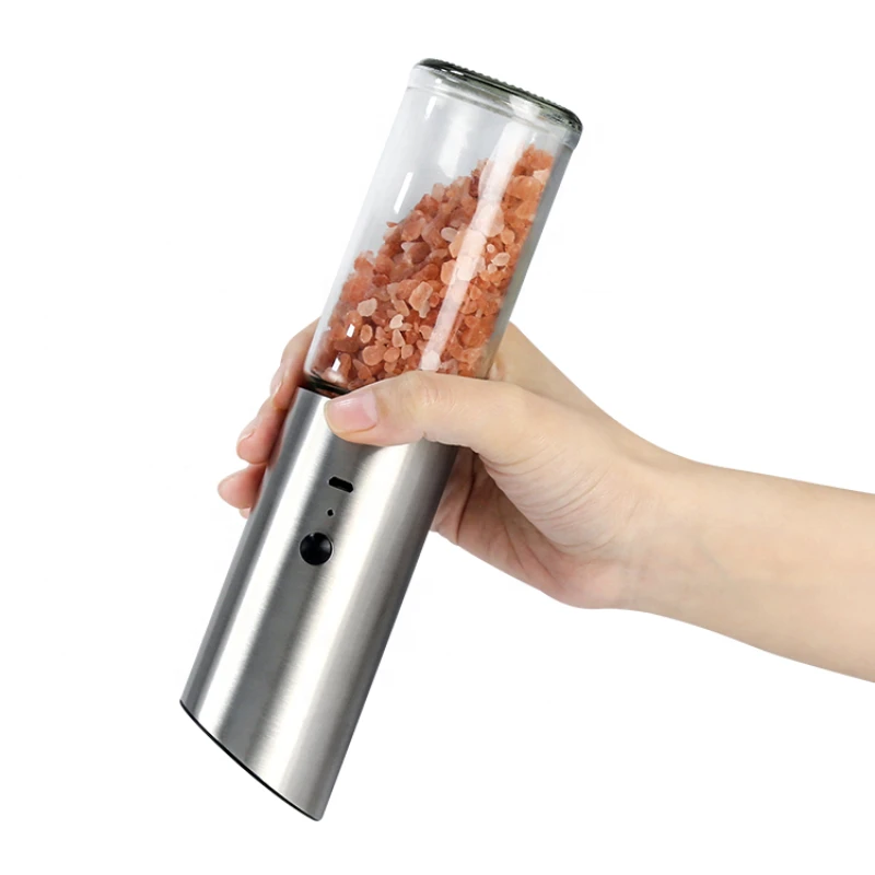 Stainless Steel battery Electric automatatic USB Rechargeable adjustable Salt Pepper Mill grinder with 150ml Glass Jar