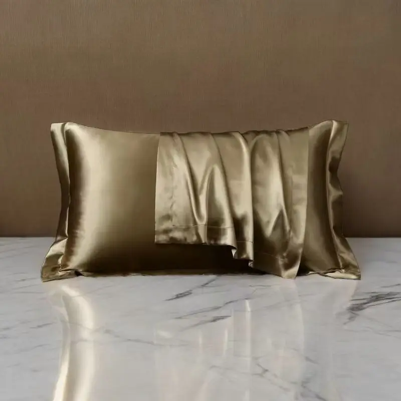 2 adet Lot Doğal Ipek Yastık Kılıfı Yüksek Kaliteli Rahat Düz Renk Yatak Yastık Örtüsü 48X74 cm Zarf Yastık Kılıfı