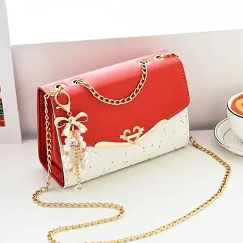 Pouch Ladies PU Leather Handbag with Tassel Pendant Fashion Messenger Bag Women Trendy Sequin Single Shoulder Bags 2