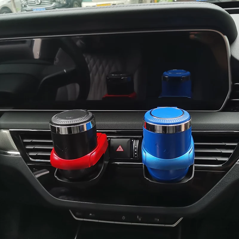 Car interior decoration creative new product push type multifunctional car ashtray Red Black Blue images - 6