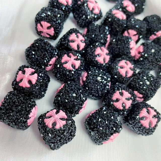 Klasszikus Gyémánt Fekete Rózsaszín Keresztgyöngy Kocka Varázsa Laza Távtartó Gyöngyök Ékszerek Készítéséhez Diy Tartozékok Kulcstartó Nyaklánc - Image 4