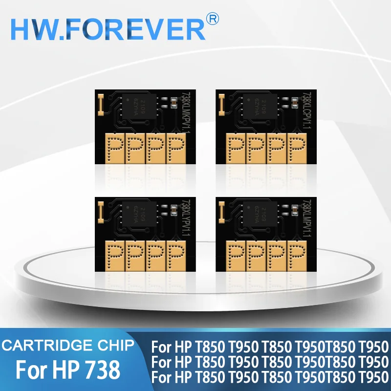New Upgrade For HP 738 738XL Cartridge Chip For HP DesignJet T850 T950 Printers Stable One Time Use Disposable Cartridge Chip