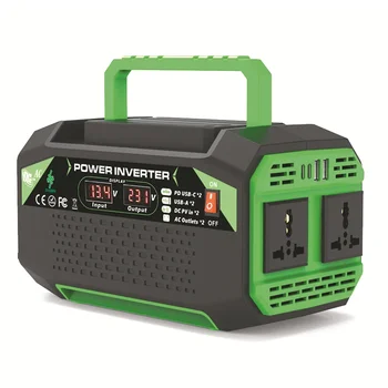 Inverter di Potenza 300W/500W da DC 12V a AC 110V/220V Convertitore di Tensione con Porte USB e Type-C Adatto per Laptop e Uso Esterno