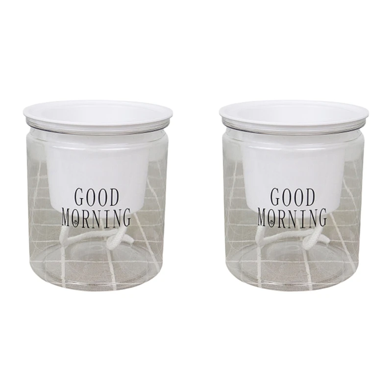 

2X Self-Watering Flowerpot Automatic Water Absorption Succulent Aquaculture Transparent Round Plastic Hydroponic