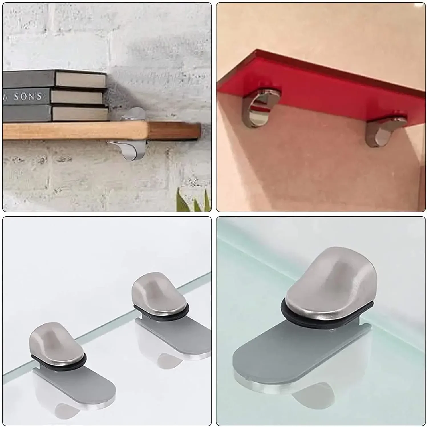Shelf Bracket Connector Clamps 6/2pcs Zinc Alloy Adjustable Glass Shelf Holder Wall Mounted Bathroom Support Wood Shelves Glass Clamps