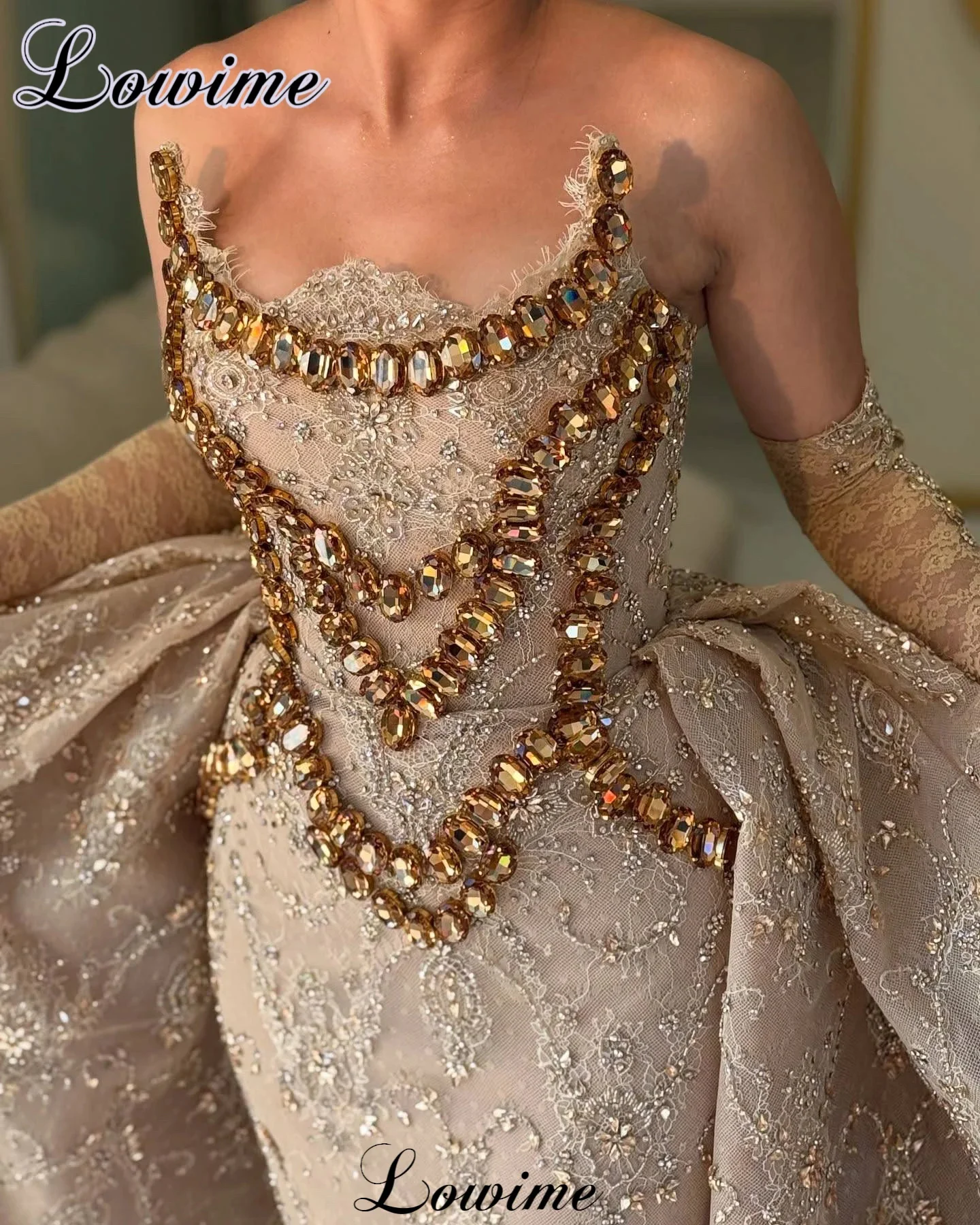 مثير بلا أكمام أحجار الراين فساتين السهرة الفاخرة...