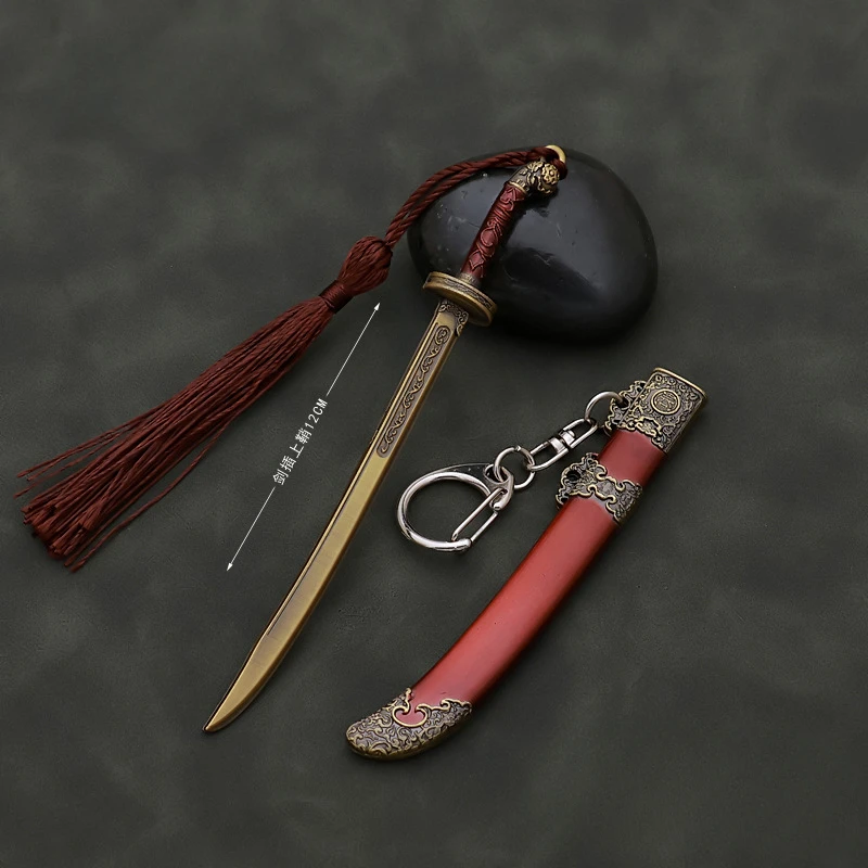 12cm Brotherhood of Blade mini keychain Royal Guards Ancient Weapon Metal bronze Weapon Model Sword Keychain Gifts Toys for Boys 5