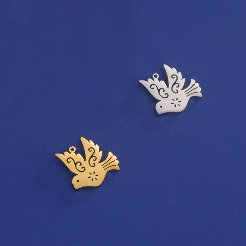 5 teile/los Großhandel Frauen Halskette Ohrringe Charms Edelstahl Vogel Charme Für Schmuck Machen Diy Tiere Anhänger Zubehör – Detail 4