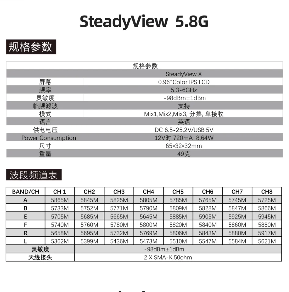 Receptore FPV Steadyview X 5.8G/4.9G malajx il-pajjiż u ELRS