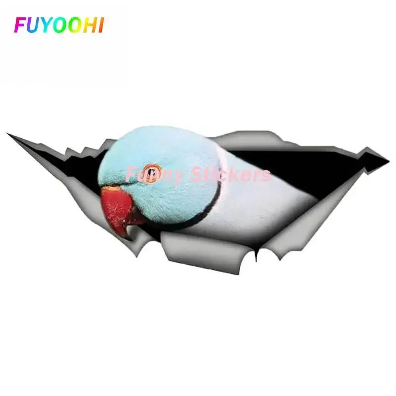 FUYOOHI Exterior/Protection Funny Stickers 3D Blue Ringneck Parrot Car Sticker Torn Metal Decal Reflective Stickers Accessories fuyoohi exterior protection funny stickers doberman dog waterproof car sticker on motorcycle laptop decorative sunscreen decal