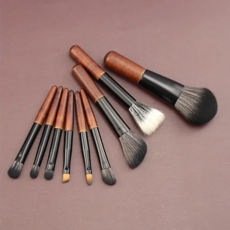 9pcs Mini Makeup Brushes Set Cosmetic Set Soft Hair Short Rod