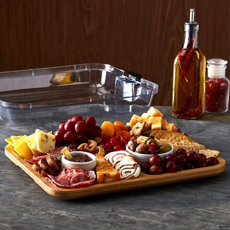 Bamboo Cutting Board With Lid 11X14 Inch Perfect For Charcuterie Snacks