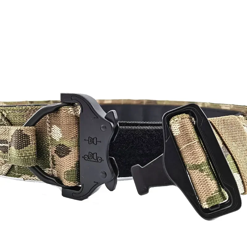 전술 벨트 에어소프트 MOLLE 2인치 배틀 벨트 남성용 전투 사냥 퀵 릴리스 버클 내구성 워게임 벨트
