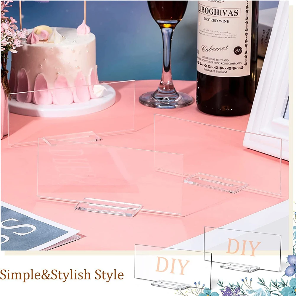 10PCS Clear Acrylic Blank Square With Base For Wedding Table Number Plate DIY Bar Cafe Banquet Party Place card
