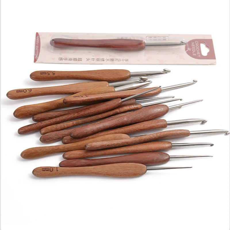 Blood sandalwood handle stainless steel crochet hook, fine hook head, needle, yarn, doll weaving tool, handmade orchid crochet h 5 S9b4dec91a80d42bdbb799ec3d30272c40