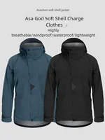 Grey customer outside spring Summer lightweight men's and women's waterproof breathable pressure rubber hooded  hiking  jacket 1