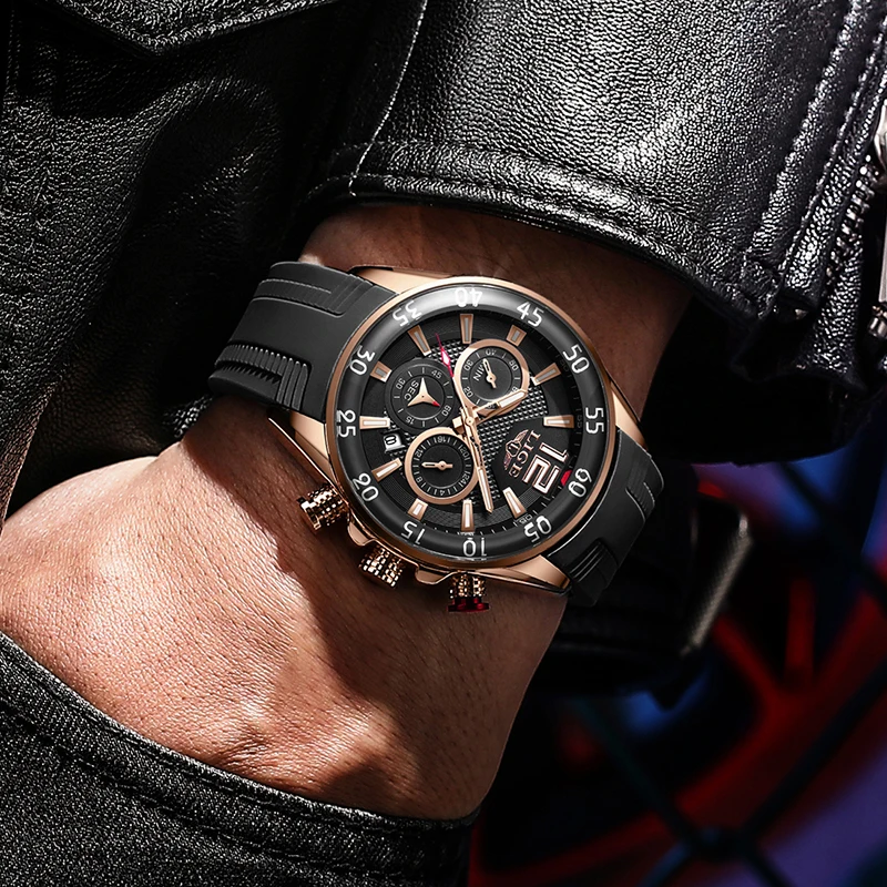 LIGE Sports Chronograph Quartz Wrist Watch Man Fashion Waterproof Men Watch Top Brand Luxury Automatic Date Watch  Montre Homme